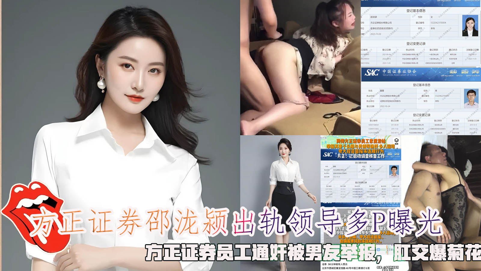 方正证券邵泷颍出轨领导多P曝光，方正证券员工通奸被男友举报，肛交爆菊花。1